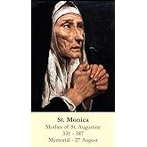 St. Monica LAMINATED Holy Card (5-pack) with Two Free Prayer Cards Included