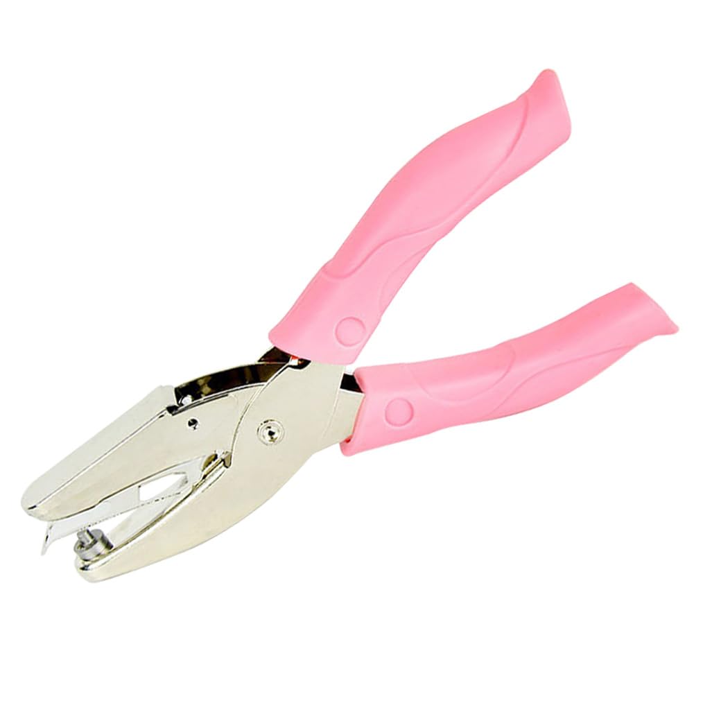 Photo 1 of 1-Pack Heart Hole Punch (1/4 Inch) – 6.3 Inch Handheld Paper Puncher with Pink Soft Thick Leather Cover | Core Shape Single Hole Punch for Crafting