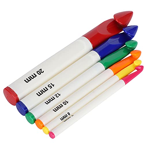 Fdit 6Pcs Crochet Hook Set Multicolour Plastic Crochet Hooks Knitting Tool Kit Weaving Knitting Needles Craft Tool with Ergonomic Grip Handles