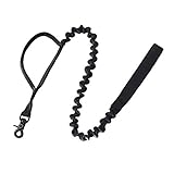 Pettom Military Tactical Dog Leash Short Nylon Bungee Traffic Quick Release Lead Rope with Control Handle for Large Dogs Hunting Training Jogging(Black)