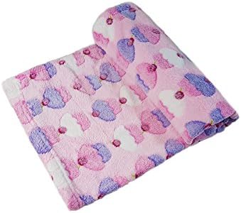 LUXURY SOFT PINK BABY GIRLS CUPCAKES CRIB MOSES COT FLEECE BLANKET 75 X 100CM - 29" X 39"