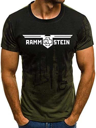 Men's Fitness Printed Rammstein Camouflage T-Shirt Short-Sleeved Shirt Round Neck Fashion Casual Tops