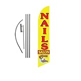 Nails Salon 15ft Feather Banner Swooper Flag Kit - INCLUDES 15FT POLE KIT w/ GROUND SPIKE
