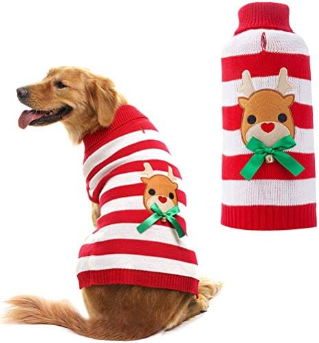 Orangexcel Christmas Dog Knitted Sweater Cute Reindeer Xmas Holiday for Puppy Pet