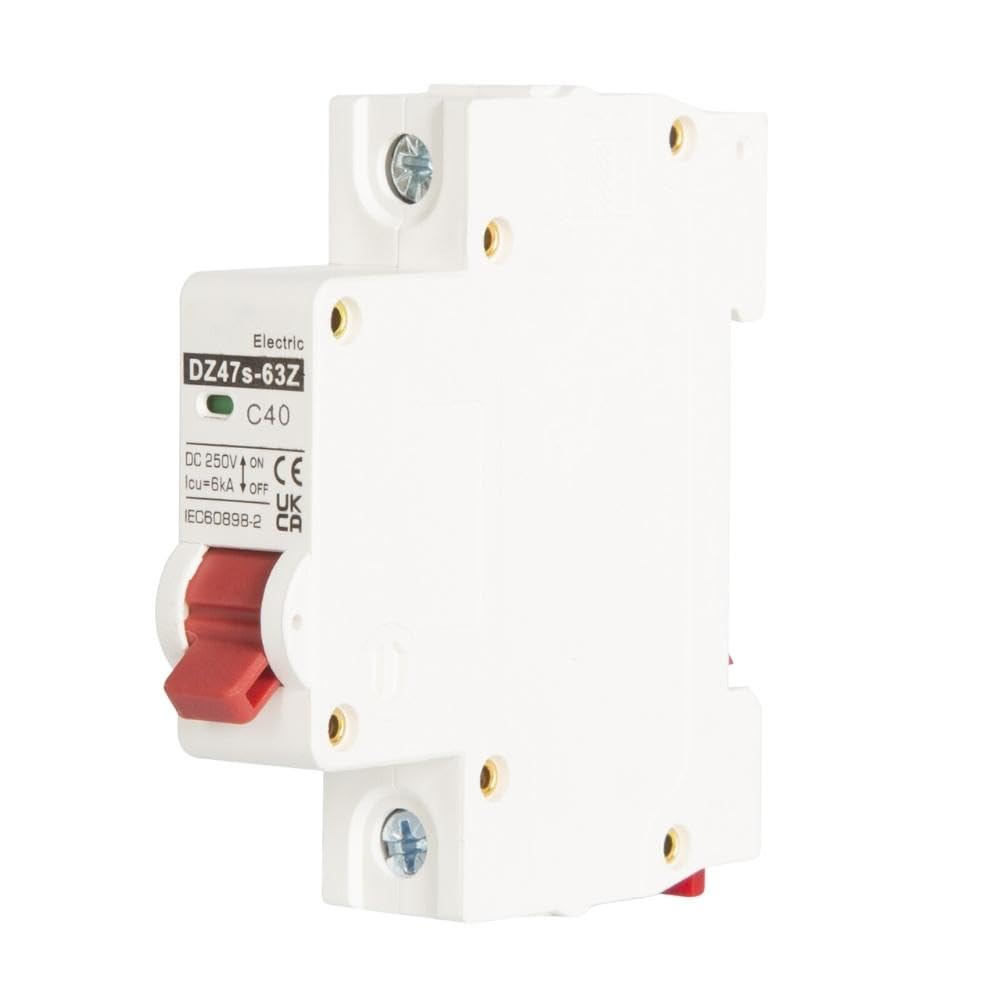 DEWIN Miniature Circuit Breaker Photovoltaic Surge Protector Lightning Arrester Device Overload Protection Switch for Solar PV System Solar Panels Grid System, DC12V-250V (Size : 40A)