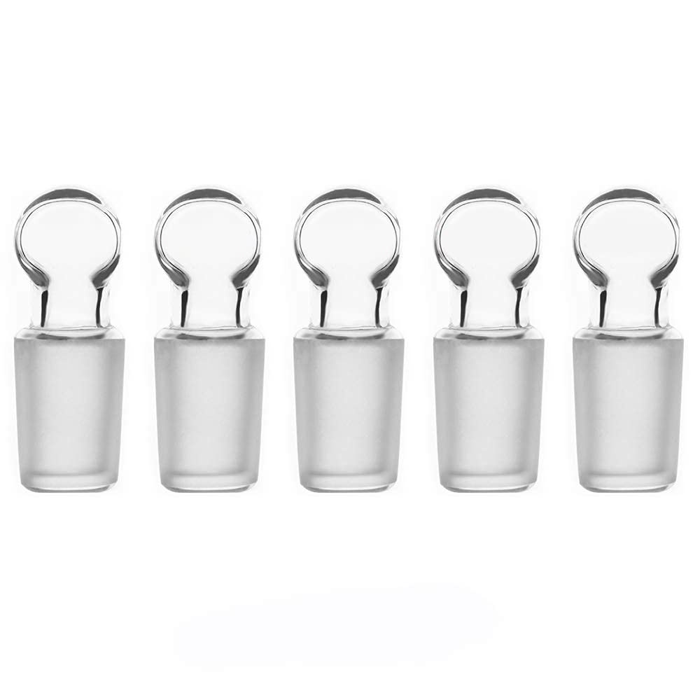 StonyLab Glass Penny Head Glass Hollow Stopper for 14/20 Outer Joint Glass, With Closed Bottom (5 Pack)