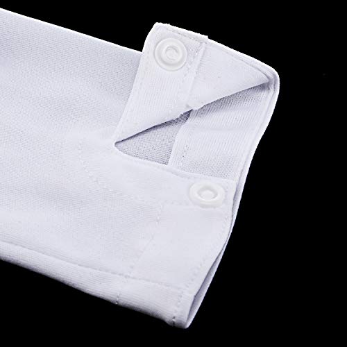 White Stitched Cotton Gloves for Formal Tuxedo Jewelry Inspection, 2 Pairs (Nylon 10 Inch)