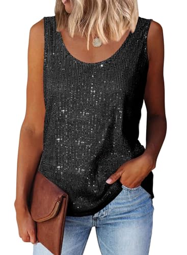 Sequin Scoop Neck Sleeveless Tank Top