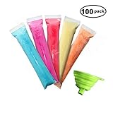 Urbanviva 100 Pack Popsicle Molds Pouch Bags, Disposable Diy Ice Pop Mold Bags For Yogurt, Ice Cream, Otter Pops Or Freeze Pops. BPA Free And FDA Approved, With Funnel