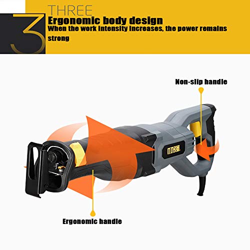 ASWT-Corded Verstellbarem Handgriff Säbelsäge Universalsäge, Variabel Beziehung 0-2800 SPM, Schnittbereich 0-300mm (grau… – Bild 6