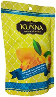 2 Packs of Premium Golden Soft-Dried Mango, snacks made healthy by kunna. Zero gram trans fat, No cholesterol &amp; delicious, premium fruit snack from Thailand) (75 g/ pack)