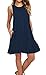 AUSELILY Women's Summer Dress Sleeveless Floral Mini Dresses with Pockets Bohemian Dress 2025 New Navy Blue M