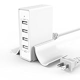 4 Port USB Charger,Wall Charger Desktop Charger Charging Station with Phone Stand Power Adapter for iPhone 7 6/6S Plus, 5/5S, iPad Pro, Galaxy S7, S6 Edge Plus, S5, Nexus, HTC & More