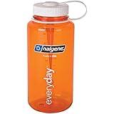 Nalgene Tritan Wide Mouth BPA-Free Water Bottle, 32 Oz, Orange w White