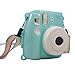 Katia Transparent Groovy Camera Case Compatible for Fufifilm Mini 8 and 9 with Rainbow Shoulder Strap - Blue