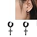 Paxuan Mens Womens Silver Gold Black Surgical Stainless Steel Hoop Huggie Earrings Cross Drop Dangle Earrings Set Hypoallergenic (3 Pairs)