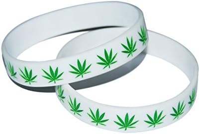 Busy Bee Distributors White/Green Leaf Weed Marijuana Cannabis Weed Bracelet Wristband or Ankle Band