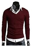 It's WOW Mens V Neck Long-sleeved Casual Fall Slim Fit Cashmere Sweater