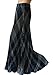 YSJERA Womens Plaid Long Maxi Skirt - Bohemian Chiffon 360 Sunray Pleated Full Skirts (One Size, Blue)
