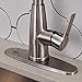Hotis Modern High Arc 1 or 3 Hole Single Handle Stainless Steel Prep Sprayer Pull Out Pull Down Sprayer Kitchen Sink Faucet, Brushed Nickel with Deck Plate