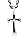 Jstyle Stainless Steel Mens Cross Necklace Pendant for Boys Byzantine Chain Black 5mm 24 Inch