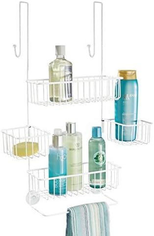 INDIAN DECOR 285600 Over Door Shower Caddy - Toiletry Storage Shelves - Hanging Bathroom Organiser for Shampoo, Conditioner, Soap - Satin
