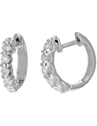 1 cttw Diamond Hoop Earrings 14K Gold Channel Set 3/4 Inch