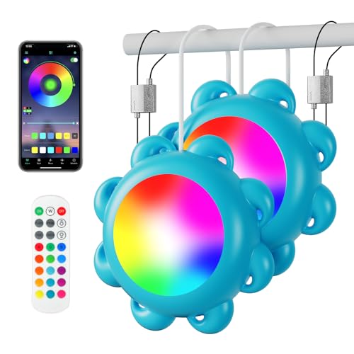 Photo 1 of Fitop LED Pool Lights,Submersible LED Pool Lights for Inground Pools Waterproof IP68,Pool Lights with APP Control 22W RGB Color Changing Pool Light Music Sync 32ft Cord (2packs)
