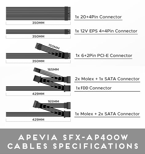APEVIA SFX-AP400W Mini ITX Solution / Micro ATX / SFX 400W Power Supply