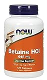 Now Foods Betaine HCl, 648 mg , 120 Capsules (Pack of 5)