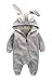 Winter Warm Baby Boys Girls Rabbit 3D Ear Zipper Hooded Romper Jumpsuit Outfits Size 6-12Months/73(Grey)