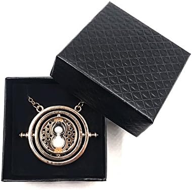 18K Gold Plated/Tone Time Turner Necklace Rotating Spinning Hourglass Movie Pendant