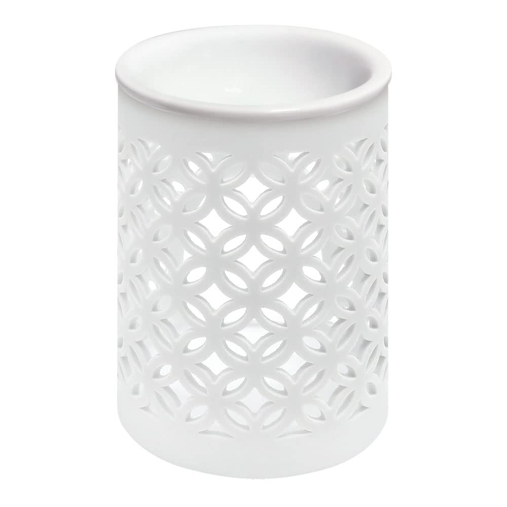 Samia Incense Burner Lantern Ceramic White H: 11 cm Ø 8.3 cm with a Stainless Steel Sieve Ø 9 cm