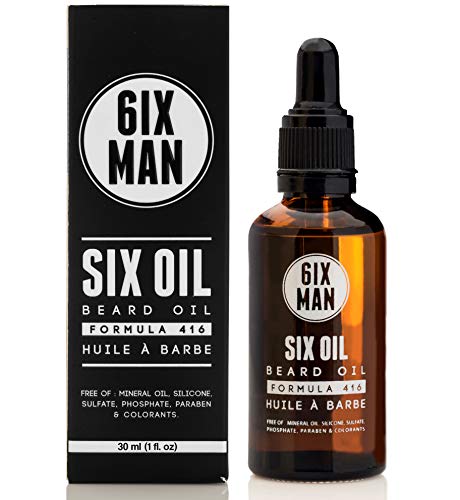 SIX OIL - BEARD OIL - Step 2 - Healthy Growth Formula - Skin Conditioning - Prevents Itchiness and Ingrown Hairs - Argan Oil, Jojoba Oil, Vitamin E - Vegan, Luxurious Natural Scent - 30ml