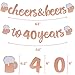 Joymee Cheers & Beers to 40 Years Rose Gold Glitter Banner for 40th Birthday Wedding Aniversary Party Supplies Decorations - PRESTRUNG