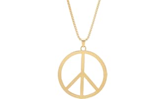 THE WOO'S Hippie Style Peace Sign Necklace Metal Love Peace Sign Hippie Pendant Necklace 1960s 1970s Hippie Party Dressing Accessories Jewelry for Women Men-Gold