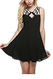 Zeagoo Women Cut Out Backless A-Line Flare Skater Chiffon Cocktail Party Dress