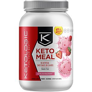 KetoLogic Keto Meal Replacement Shake with MCT, Strawberry | Low Carb, High Fat Keto Shake | Promotes Weight Loss & Suppresses Appetite | 20 Servings