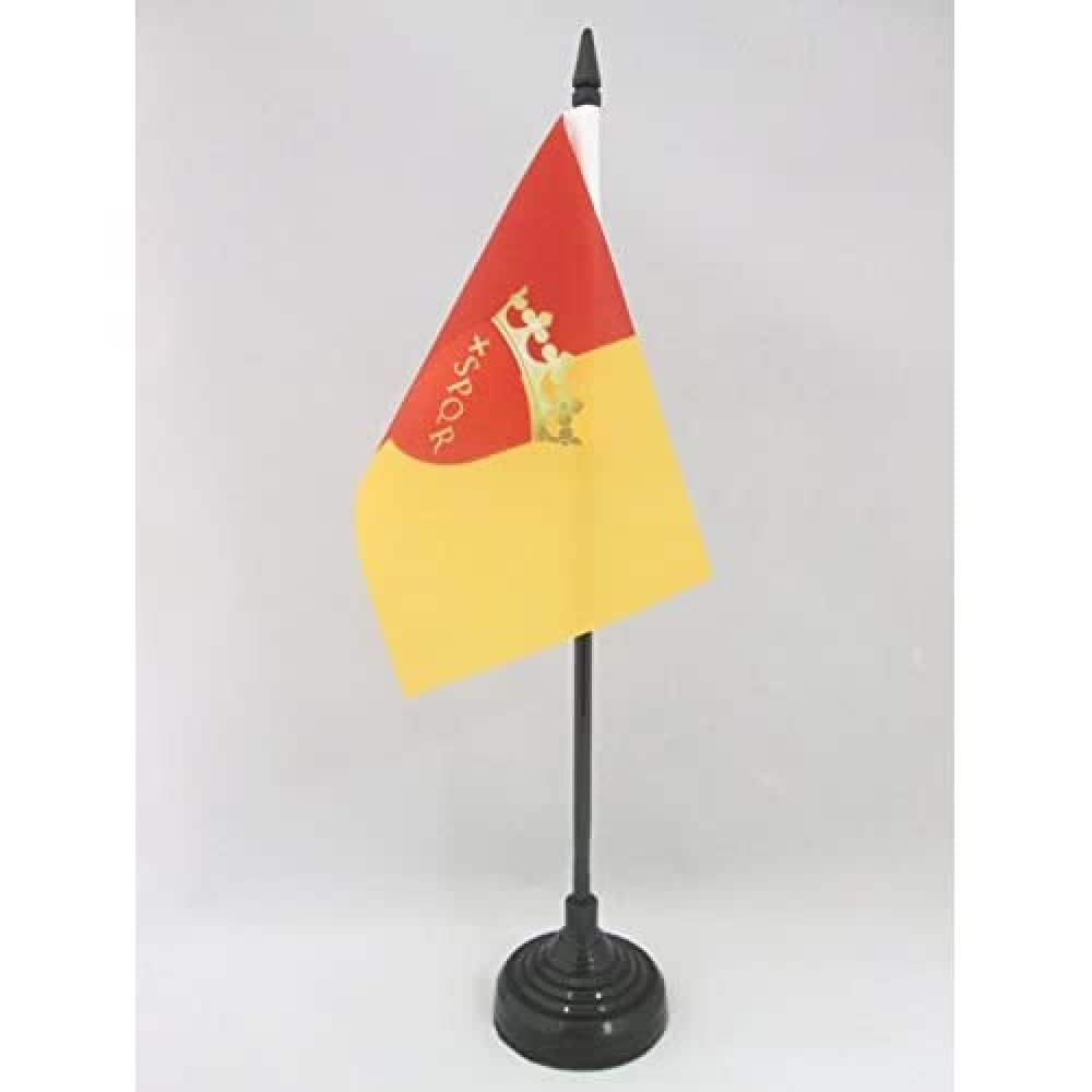 AZ FLAG - City of Roma coat of arms Table Flag 4'' x 6'' - Roman Office Mini Banner 100% Polyester 15 x 10 cm - Mini Desk Flag with 10'' Pole and Black Plastic Base