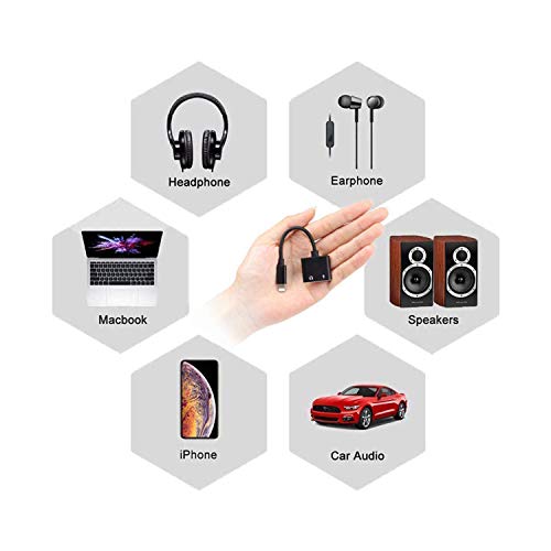 Headphone Jack Adapter Dongle for iPhone Xs/Xs Max/XR/ 8/8 Plus/X (10) /11/11 pro/7/7 Plus Adapter to 3.5mm Splitter Converter Compatible Charger and Listen to Music Aux Adapter Audio + Charge Adaptor