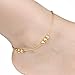 URs 18k Gold Plated Anklets with Lantern Beads and Bell Heart Pendant for Women