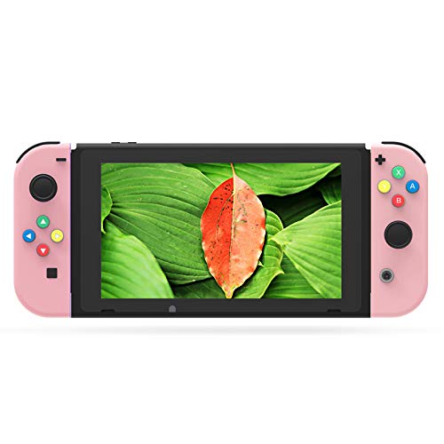 DIY Replacement Shell Case Set for Nintendo Switch, Full Set Buttons Soft Touch Grip Back Plate for Nintendo Switch Console, NS NX Joycon Handheld Controller Housing - Full Set, Macaron Pink