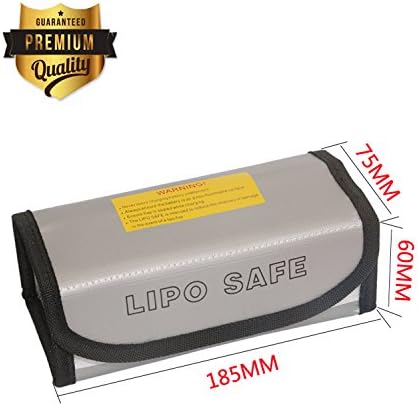 Fireproof Explosion-proof bag RC Lipo Battery Safe Bag Lipo Guard Charge Protection Bag (7.2" x 2.9" x 2.3")