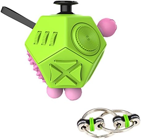 12 Sided Fidget Cube 2.0 with BONUS Flippy Key Chain Ring by Choice Royal | Value Pack of 2 Fidget Toys | Stress Reducer – Increases Focus, Kills Boredom, Relieves Anxiety | ADHD ADD OCD Panic Attacks