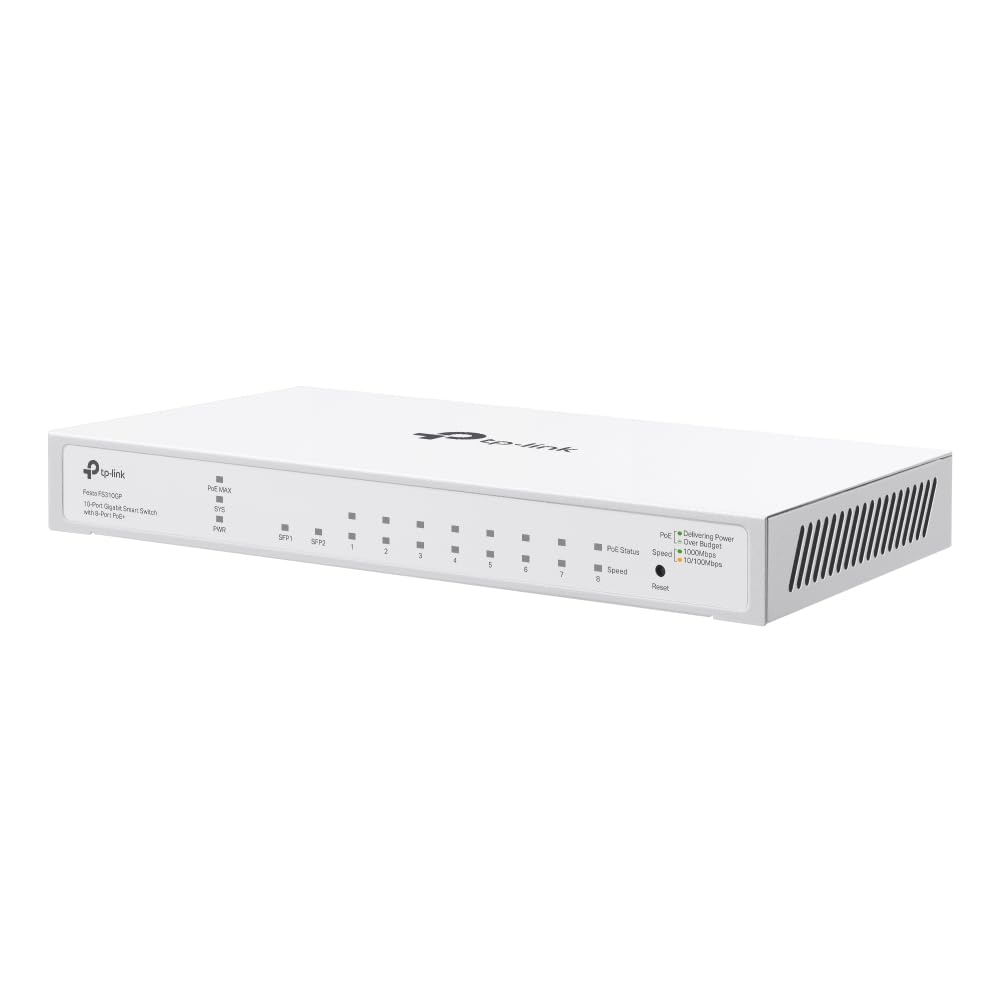 Tp-Link Festa Festa Fs310Gp 10-Port Gigabit Switch, 8 Port Gigabit 802.3Af, At Poe Plus, 2 Gigabit Sfp Slots, 61W Total Poe Budget, Up To 30W Poe Power Per Port, Cloud Management - View 6