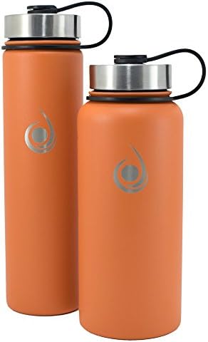 Rugged Hydration 32oz or 24oz Double Wall Vacuum Insulated Stainless Steel Water Bottle + 3 Lids Built-In Carabiner E-Book Multiple Colors Powder Coated Cold 24 Hrs Leak Proof Sweat Proof
