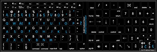 MAC LITHUANIAN - ENGLISH NON-TRANSPARENT DECALS FOR KEYBOARD BLACK OR WHITE BACKGROUND FOR DESKTOP, LAPTOP AND NOTEBOOK (CG) (Black Background)