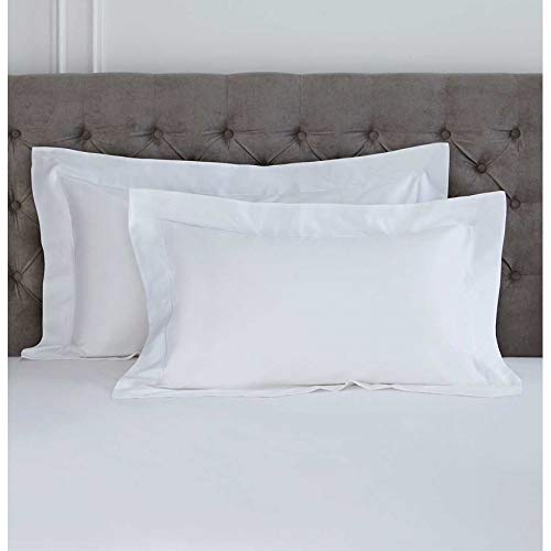 Every Thread Counts 100% Egyptian cotton pillow cases - 200 thread Anti-wrinkle, smooth, stain Resistant cool and breathable 2 King Oxford pillow covers (White)