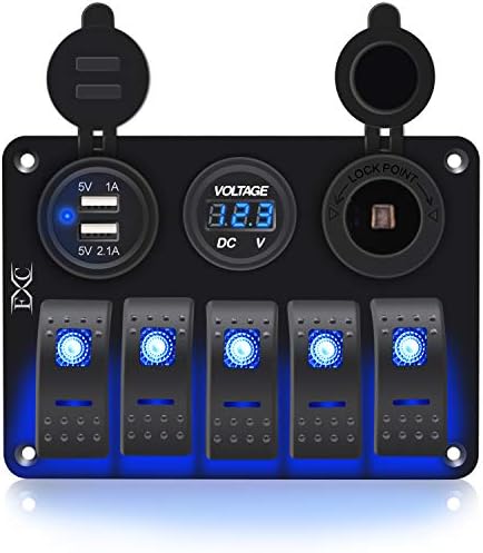FXC Waterproof Marine Boat Rocker Switch Aluminum Panel