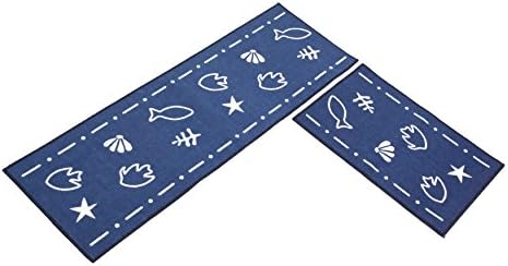 Homartary Home And Kitchen Rugs Rubber Backing Non-Slip Doormat Runner Mats Set 2 Piece (15"x47"+15"x23") (Fishes)